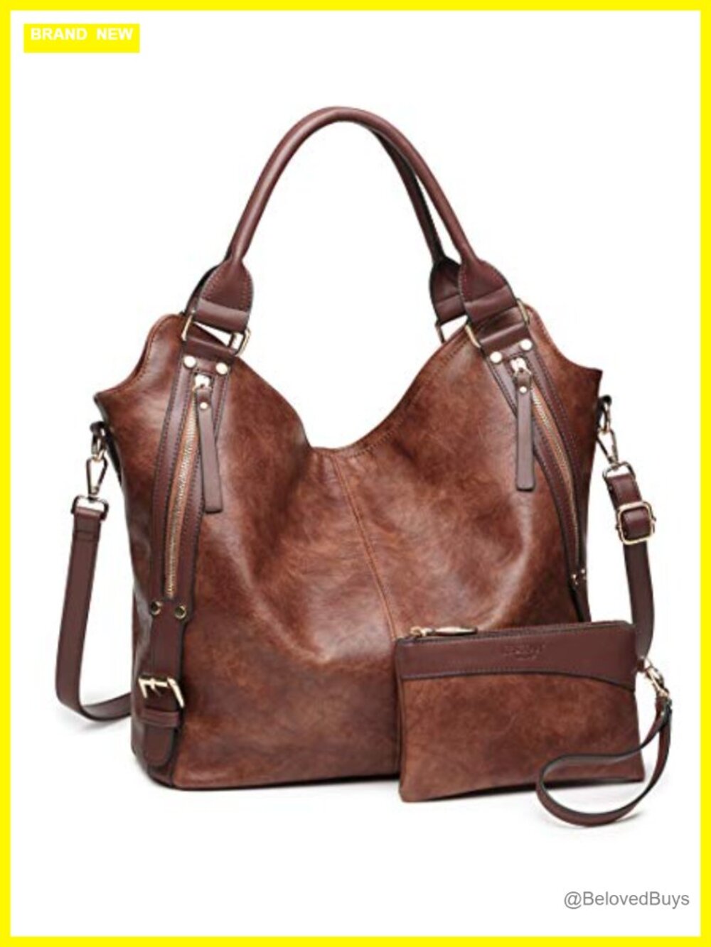 PU Leather Hobo Shoulder Bag Adjustable Strap